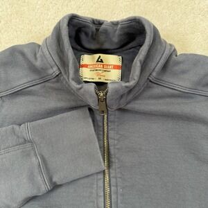 American Giant Moto Full Zip Jacket Womens M Blue Heavyweight Fleece Sweatshirt